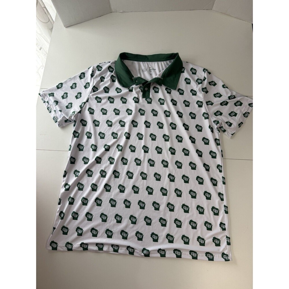 Old Fashioned Golf Mens Green Bay Theme Polo Shirt green White XL